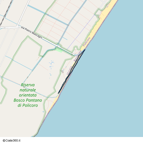 Posizione della spiaggia Spiaggia nei pressi di Via Pietro Mascagni, Policoro, 75025