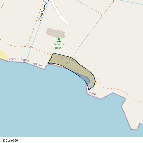 Posizione della spiaggia Spiaggia nei pressi di Lungomare Francesco Rubichi, Ugento