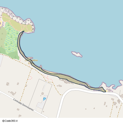 Posizione della spiaggia Spiaggia nei pressi di Contrada Taverna Nova, Carovigno, 72012