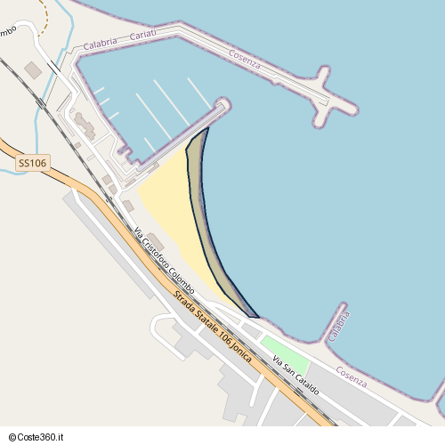 Posizione della spiaggia Spiaggia nei pressi di Via Cristoforo Colombo, Cariati, 88062