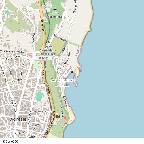 Posizione della spiaggia Spiaggia nei pressi di Via Scalo Grande 46, Acireale, 95024
