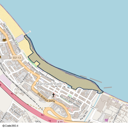 Posizione della spiaggia Spiaggia nei pressi di Via Capitano Filippo Zuccarello, Marina di Patti, Patti, 98066