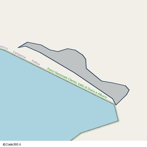 Posizione della spiaggia Spiaggia nei pressi di SR267/d, Pollica, 84068