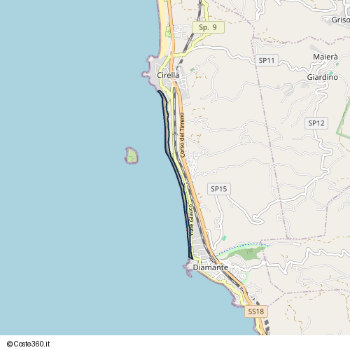 Posizione della spiaggia Spiaggia nei pressi di Cirella, 87023