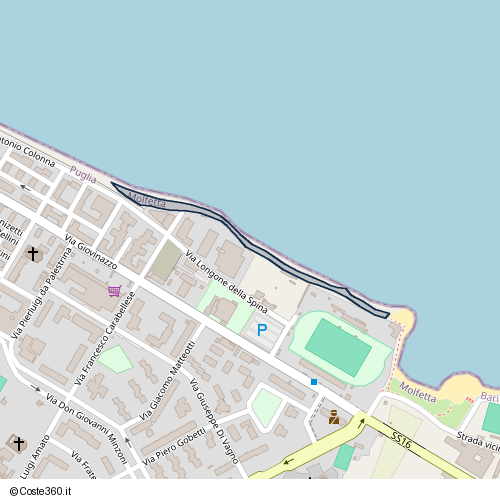 Posizione della spiaggia Spiaggia nei pressi di Via Longone della Spina, Molfetta, 70056