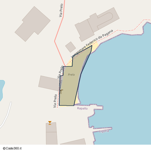 Posizione della spiaggia Spiaggia nei pressi di Via Prelo, San Michele di Pagana, Rapallo, 16035