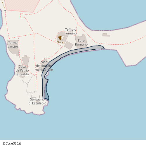 Posizione della spiaggia Spiaggia nei pressi di Via Nora, Pula, 09050