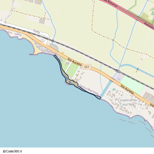 Posizione della spiaggia Spiaggia nei pressi di Via Umberto Nobile, Santa Marinella