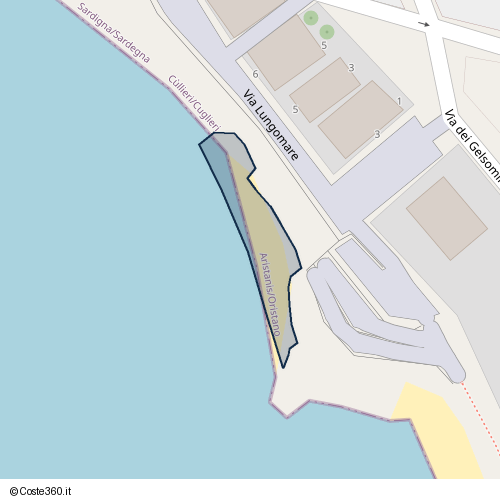 Posizione della spiaggia Spiaggia nei pressi di Via Lungomare 5, Cùllieri/Cuglieri, 09073