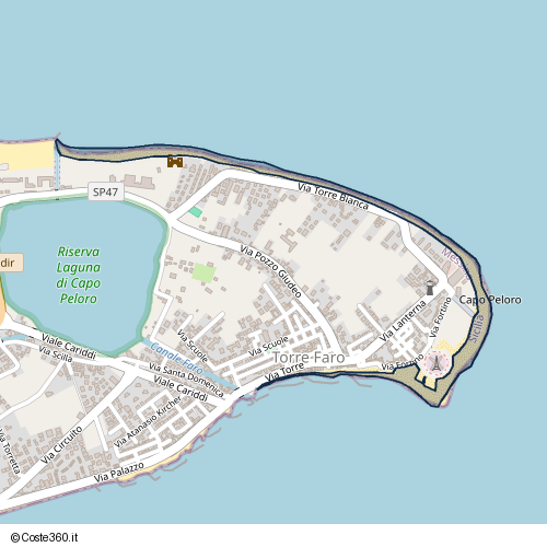 Posizione della spiaggia Spiaggia nei pressi di Via Pozzo Giudeo, Torre Faro, Messina, 98164