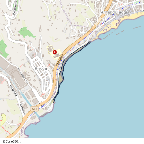 Posizione della spiaggia Spiaggia nei pressi di Via al Mare, Sanremo, 18018