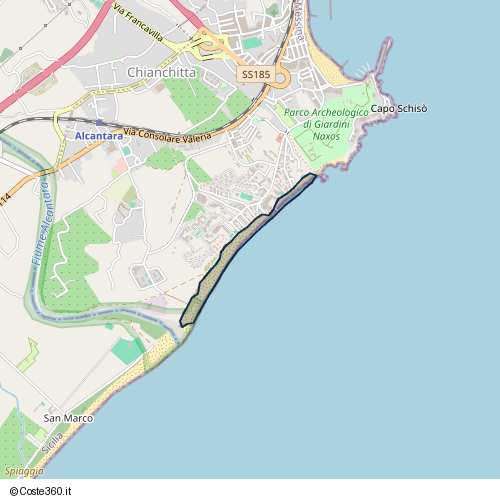 Posizione della spiaggia Spiaggia nei pressi di Via Paolo Orsi, Chianchitta, 98035