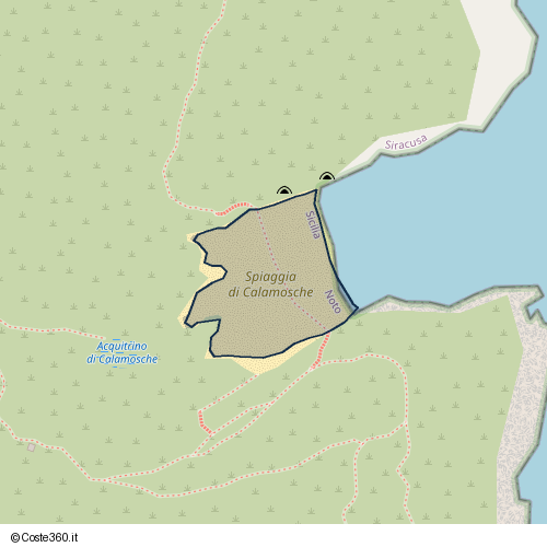 Posizione della spiaggia Spiaggia nei pressi di Strada provinciale Avola-Fiumara-Calabernardo-Lido di Noto-Pizzuta, Noto, 96017