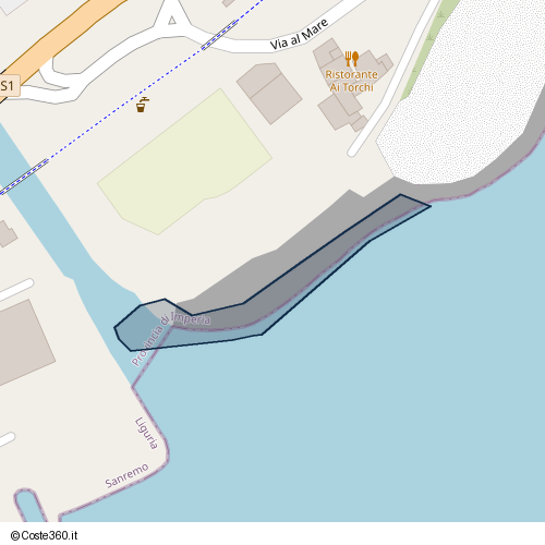 Posizione della spiaggia Spiaggia nei pressi di Via al Mare 10, Sanremo, 18038