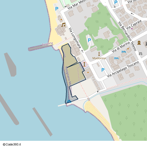 Posizione della spiaggia Spiaggia nei pressi di Via Lungomare 1, Vada, 57016