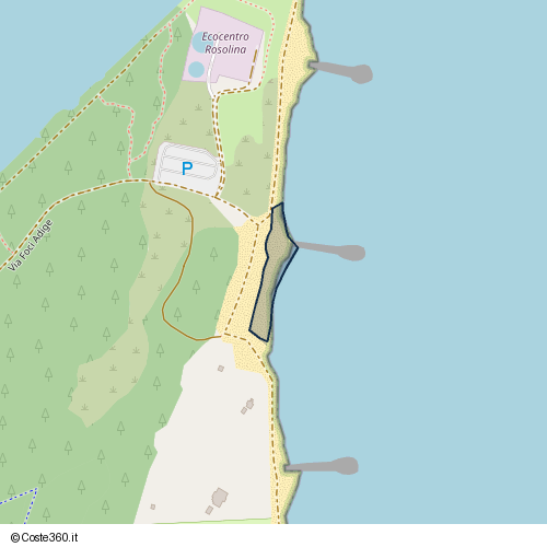 Posizione della spiaggia Spiaggia nei pressi di Via Foci Adige, Rosolina Mare, 45010