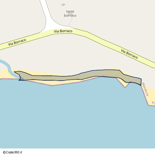 Posizione della spiaggia Spiaggia nei pressi di Via Borraco, Manduria