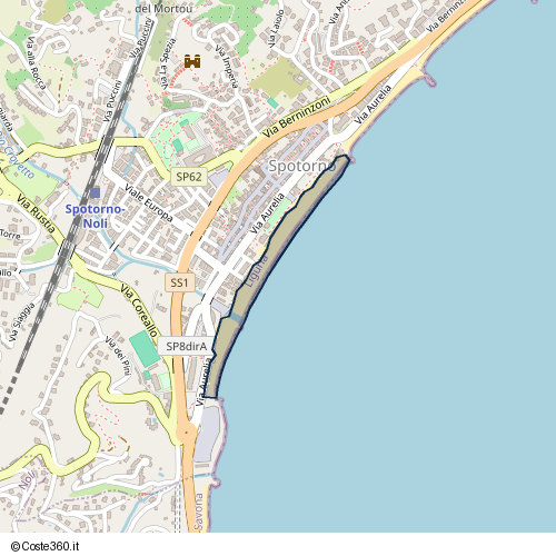 Posizione della spiaggia Spiaggia nei pressi di Piazza L. Rizzo 11, Spotorno, 17028