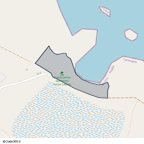 Posizione della spiaggia Spiaggia nei pressi di Via Monte Pollino, Carovigno, 72012