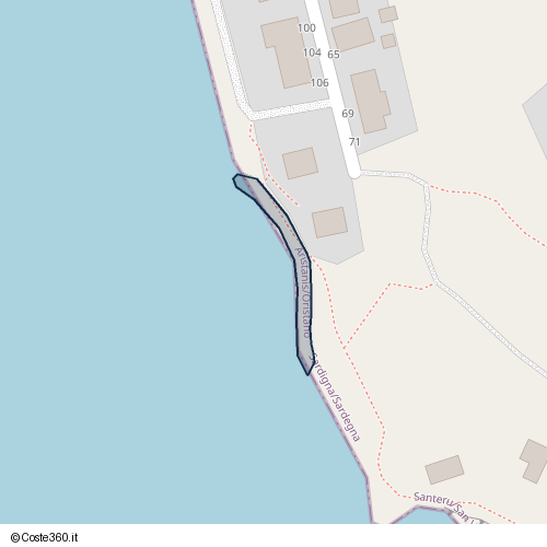 Posizione della spiaggia Spiaggia nei pressi di Via Evaristo Madeddu 71, Santeru/San Vero Milis, 09070