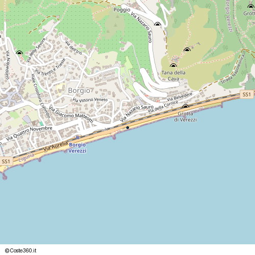Posizione della spiaggia Spiaggia nei pressi di Via Aurelia, Finalmarina, Finale Ligure, 17022