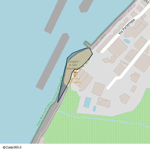 Posizione della spiaggia Spiaggia nei pressi di Via Partenope, Marina della Lobra, Massa Lubrense, 80061