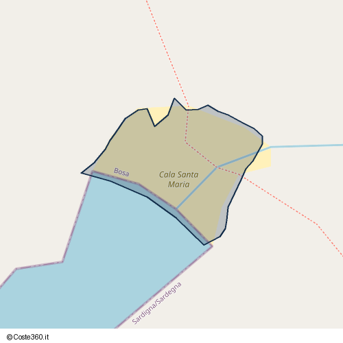 Posizione della spiaggia Spiaggia nei pressi di Bosa, 08013