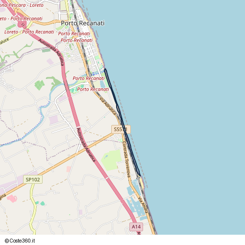Posizione della spiaggia Spiaggia nei pressi di Strada Statale 571 Helvia Recina, Porto Recanati, 62017