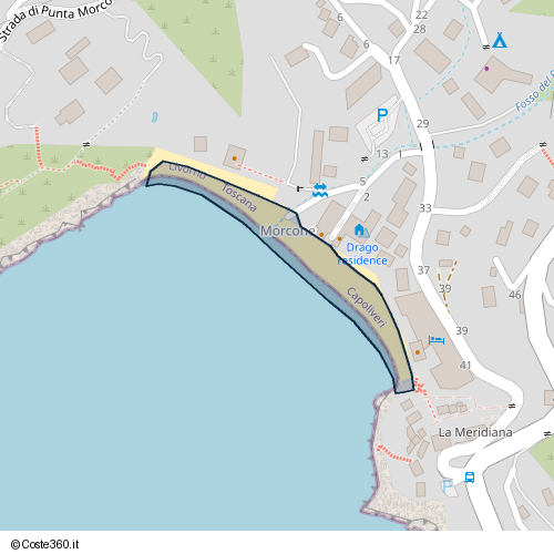 Posizione della spiaggia Spiaggia nei pressi di Strada di Punta Morcone, Capoliveri, 57036