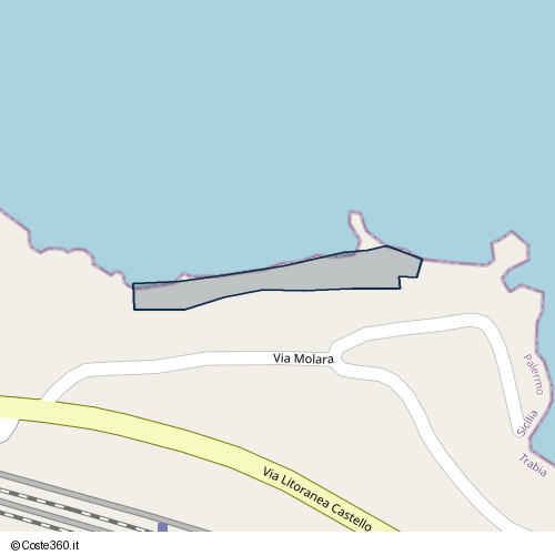 Posizione della spiaggia Spiaggia nei pressi di Via Molara, Trabia, 90019