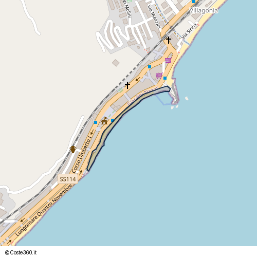 Posizione della spiaggia Spiaggia nei pressi di Lungomare Regina Margherita, Giardini-Naxos, 98035