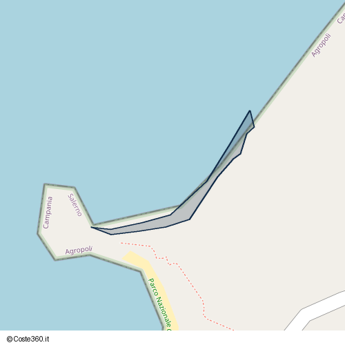 Posizione della spiaggia Spiaggia nei pressi di Sentiero Scoglio di Trentova, Agropoli, 84043