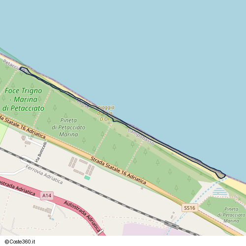 Posizione della spiaggia Spiaggia nei pressi di Strada Statale 16 Adriatica, Petacciato, 86038