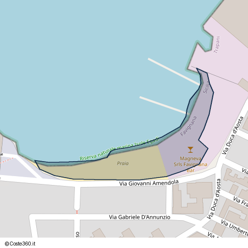 Posizione della spiaggia Spiaggia nei pressi di Via Giovanni Amendola, Favignana, 91023