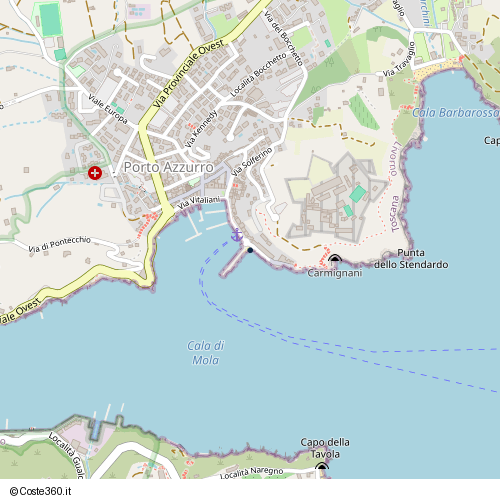 Posizione della spiaggia Spiaggia nei pressi di Lungomare Alcide De Gasperi 2, Porto Azzurro, 57036