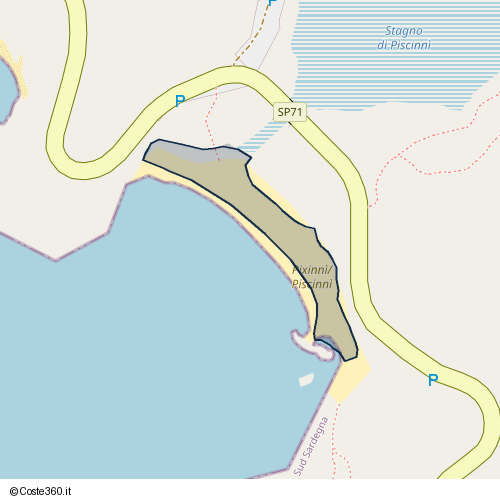 Posizione della spiaggia Spiaggia nei pressi di SP71, Domus De Maria, 09010