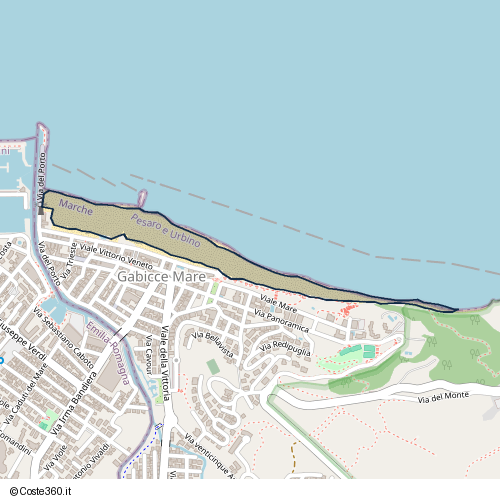 Posizione della spiaggia Spiaggia nei pressi di Lungomare Cristoforo Colombo, Gabicce Mare, 61011