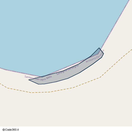 Posizione della spiaggia Spiaggia nei pressi di Via Su Crastu Biancu, Santeru/San Vero Milis, 09070