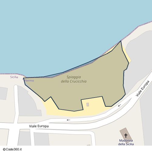 Posizione della spiaggia Spiaggia nei pressi di Ficarazzi, 90010