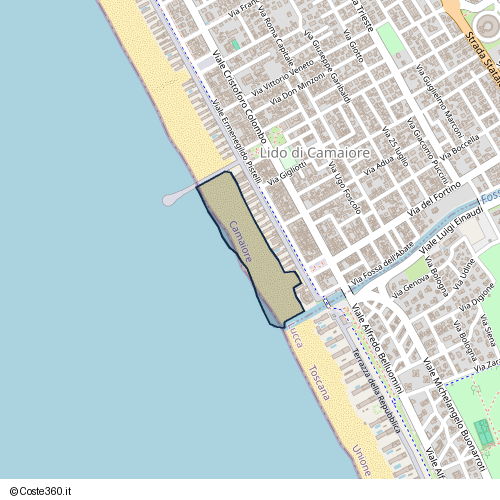 Posizione della spiaggia Spiaggia nei pressi di Ciclopista Tirrenica, Camaiore, 55044