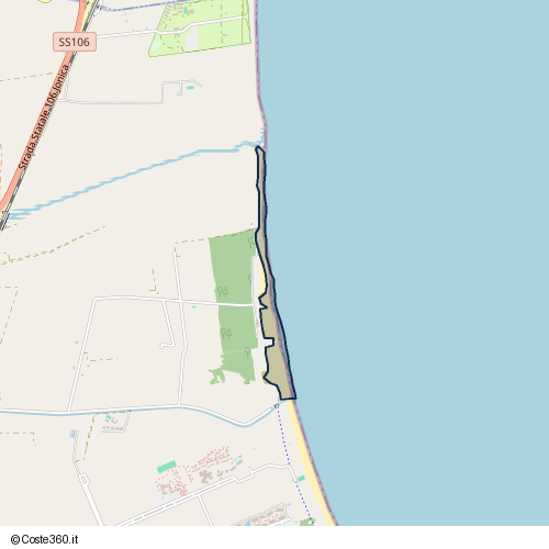 Posizione della spiaggia Spiaggia nei pressi di Via Roma, Cassano all'Ionio
