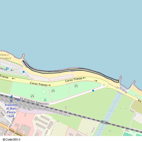 Posizione della spiaggia Spiaggia nei pressi di Corso Trieste, Japigia, Bari, 74126