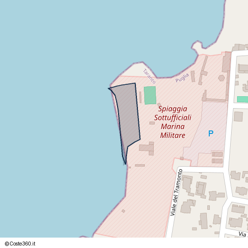 Posizione della spiaggia Spiaggia nei pressi di Viale del Tramonto, San Vito, Taranto, 74122