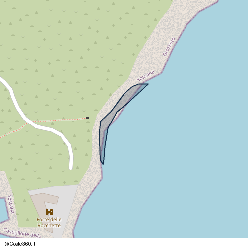 Posizione della spiaggia Spiaggia nei pressi di Antica strada vicinale della Dogana detta dei Cavalleggeri, Castiglione della Pescaia