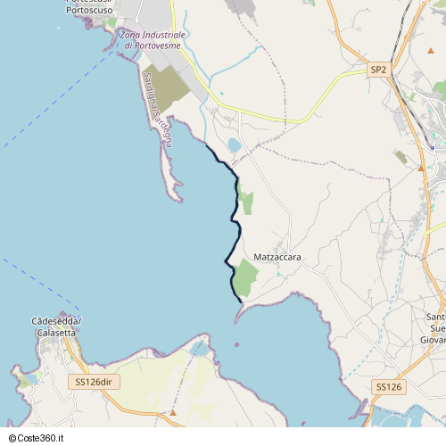 Posizione della spiaggia Spiaggia nei pressi di Matzaccara, 09010