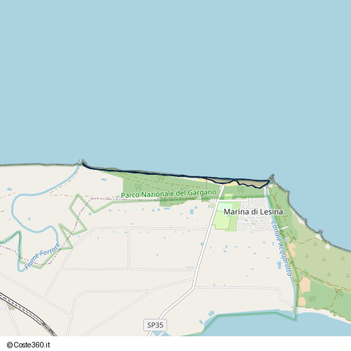Posizione della spiaggia Spiaggia nei pressi di Strada Provinciale 35, Marina di Lesina