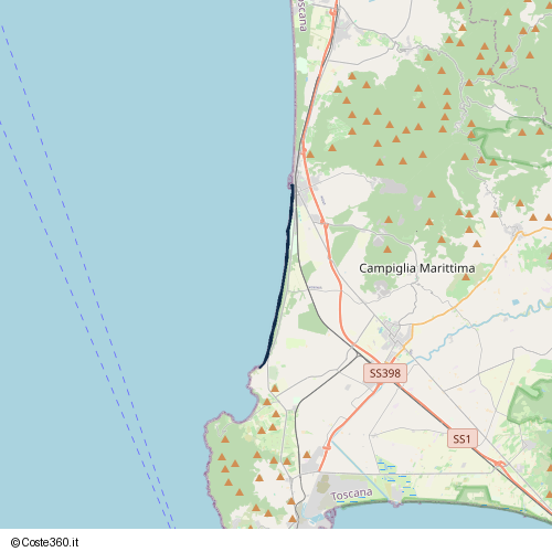 Posizione della spiaggia Spiaggia nei pressi di Via Emilia Romagna, San Vincenzo, 57027