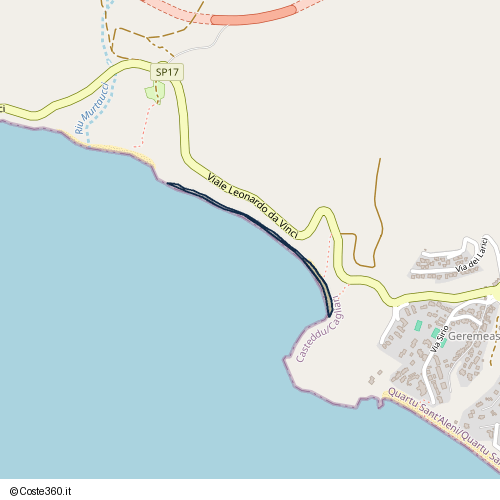 Posizione della spiaggia Spiaggia nei pressi di Viale Leonardo da Vinci, Quartu Sant'Aleni/Quartu Sant'Elena, 09045