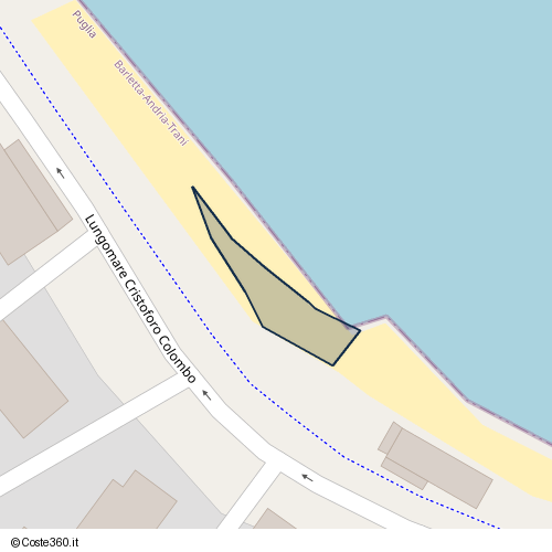 Posizione della spiaggia Spiaggia nei pressi di Lungomare Cristoforo Colombo, Trani, 76125