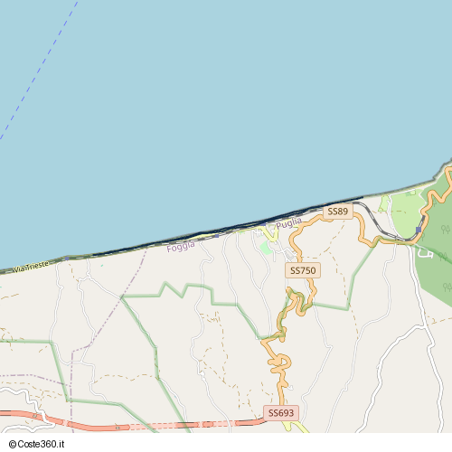 Posizione della spiaggia Spiaggia nei pressi di SS89 via Pineta Marzini, Vico del Gargano